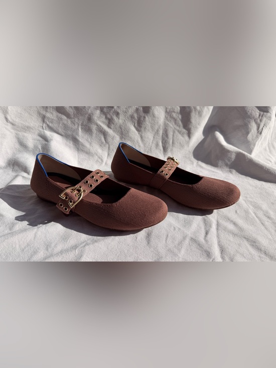 Rothy's Shoes - Rothy’s Hazelnut Brown Ballet Flats Shoes Mary Jane’s Grommet Buckle Knit 7